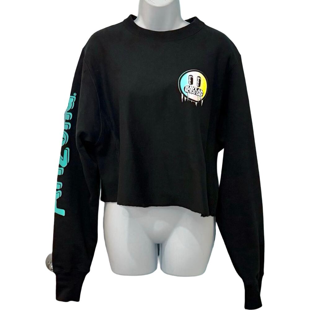 Arizona Iced Tea Black Have An Iced Day Cropped Crew Neck Sweatshirt size S - Picture 4 of 10